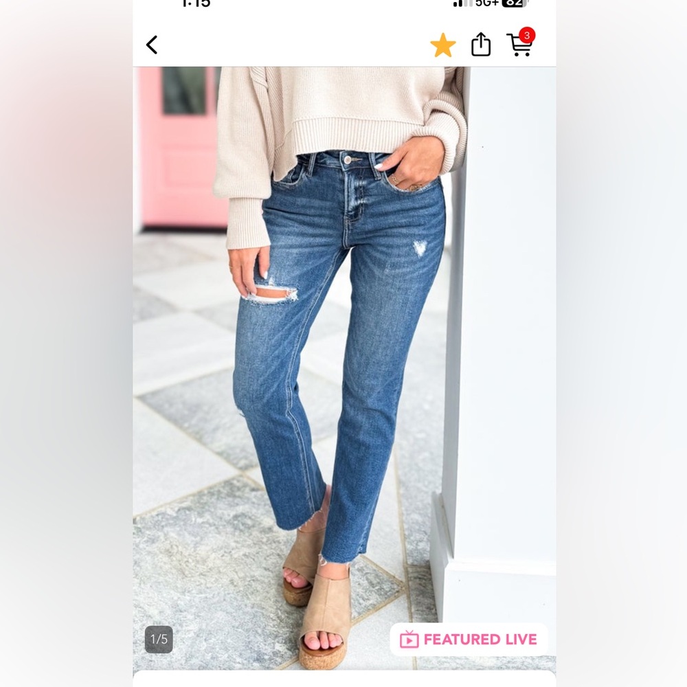 Brand New with Tags Lovervet High Rise, medium wash cropped straight leg Jeans